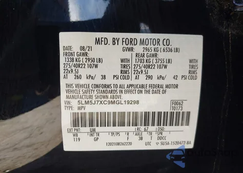 2021 Lincoln Aviator Reserve from USA, damaged, VIN 5LM5J7XC9MGL19298